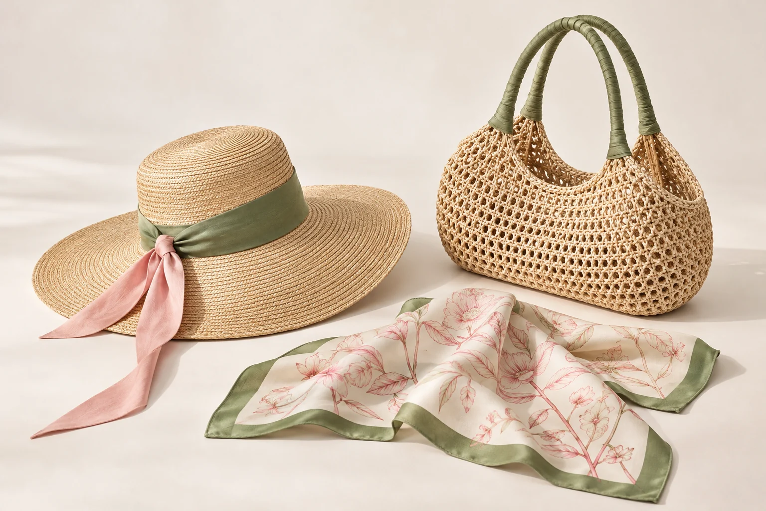 AI design concept: Garden in Motion coordinated headwear, scarf and bag