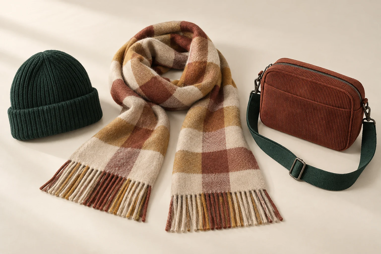 AI design concept: Tactile Heritage coordinated headwear, scarf and bag