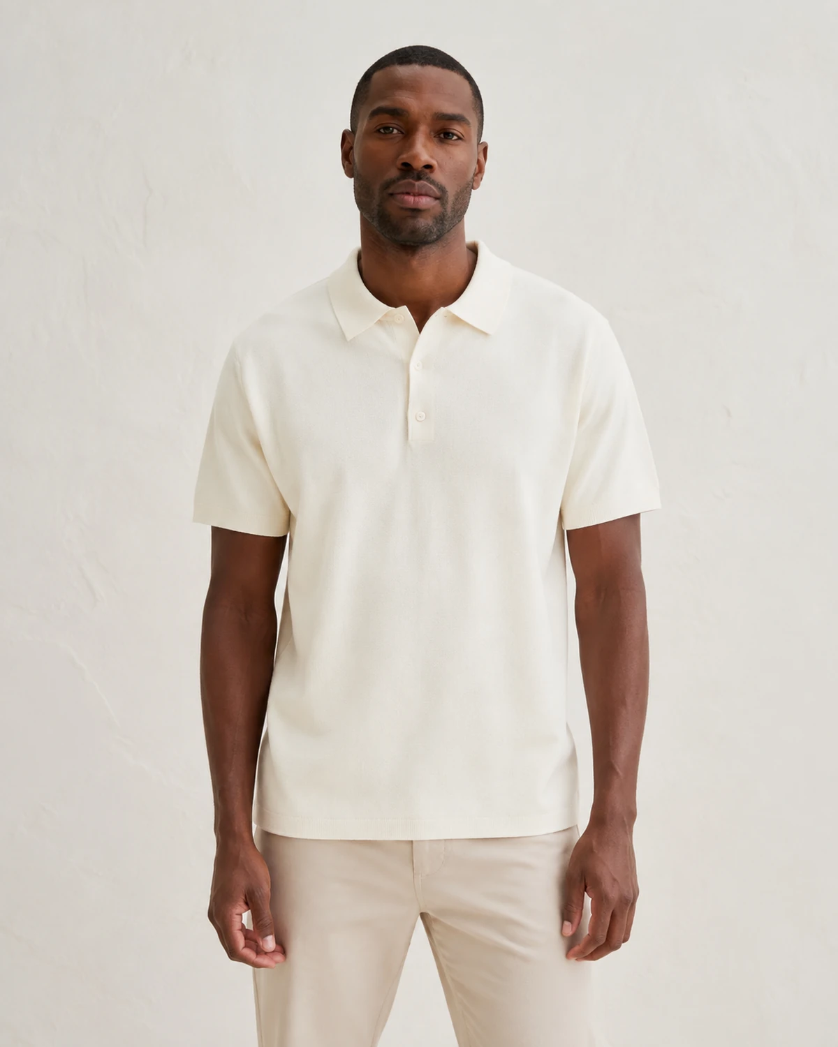 Polo-Collar Short-Sleeve Sweater