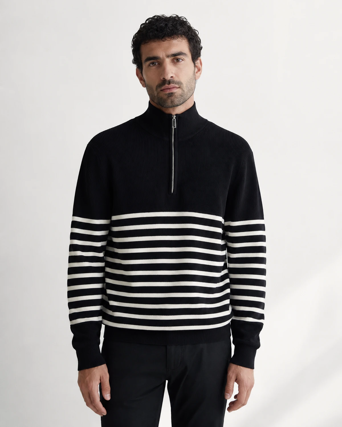 Half-Zip Stripe Sweater