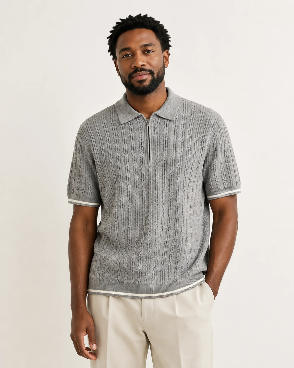 Short-Sleeve Polo Sweater