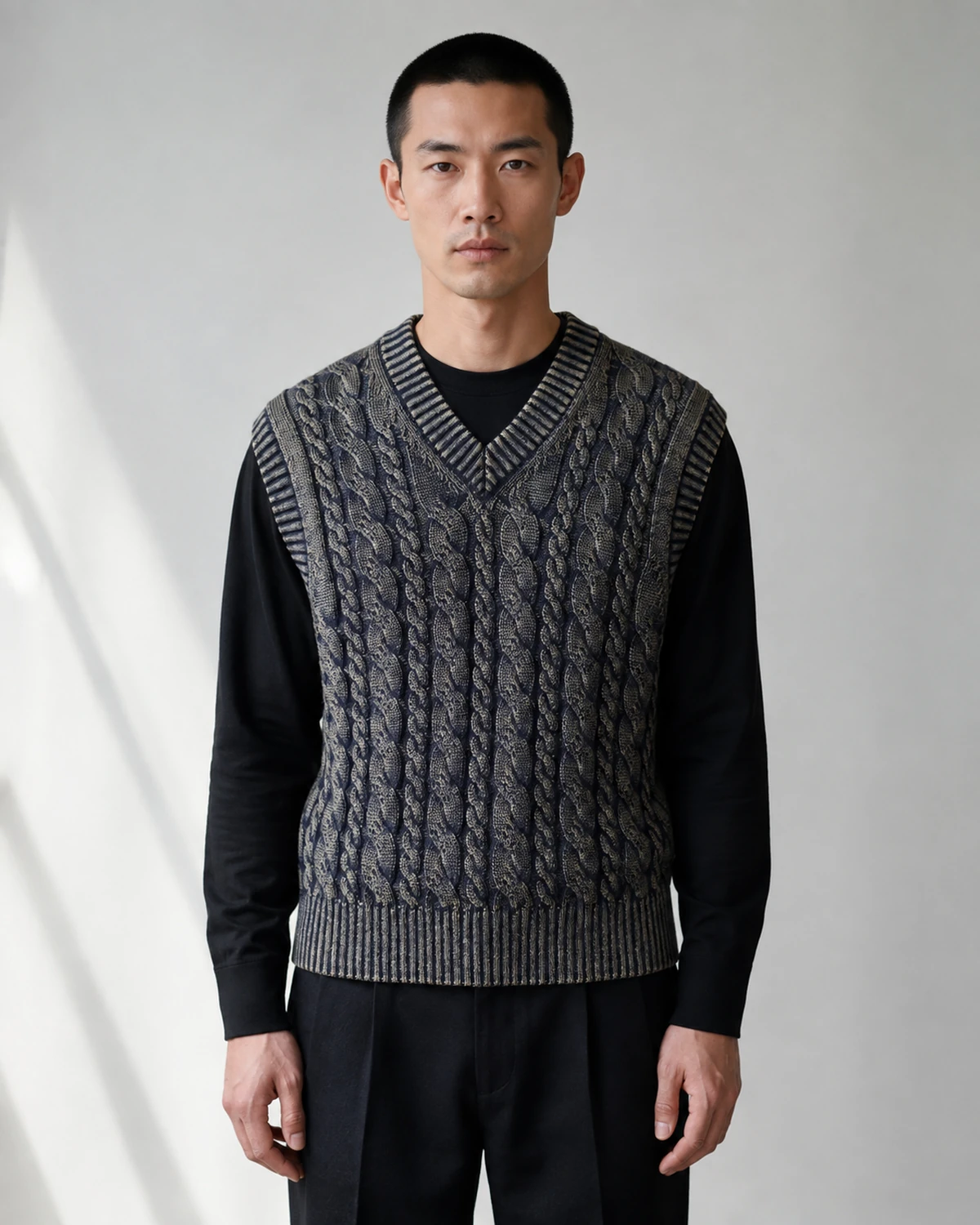 Patterned V-Neck Sweater Vest