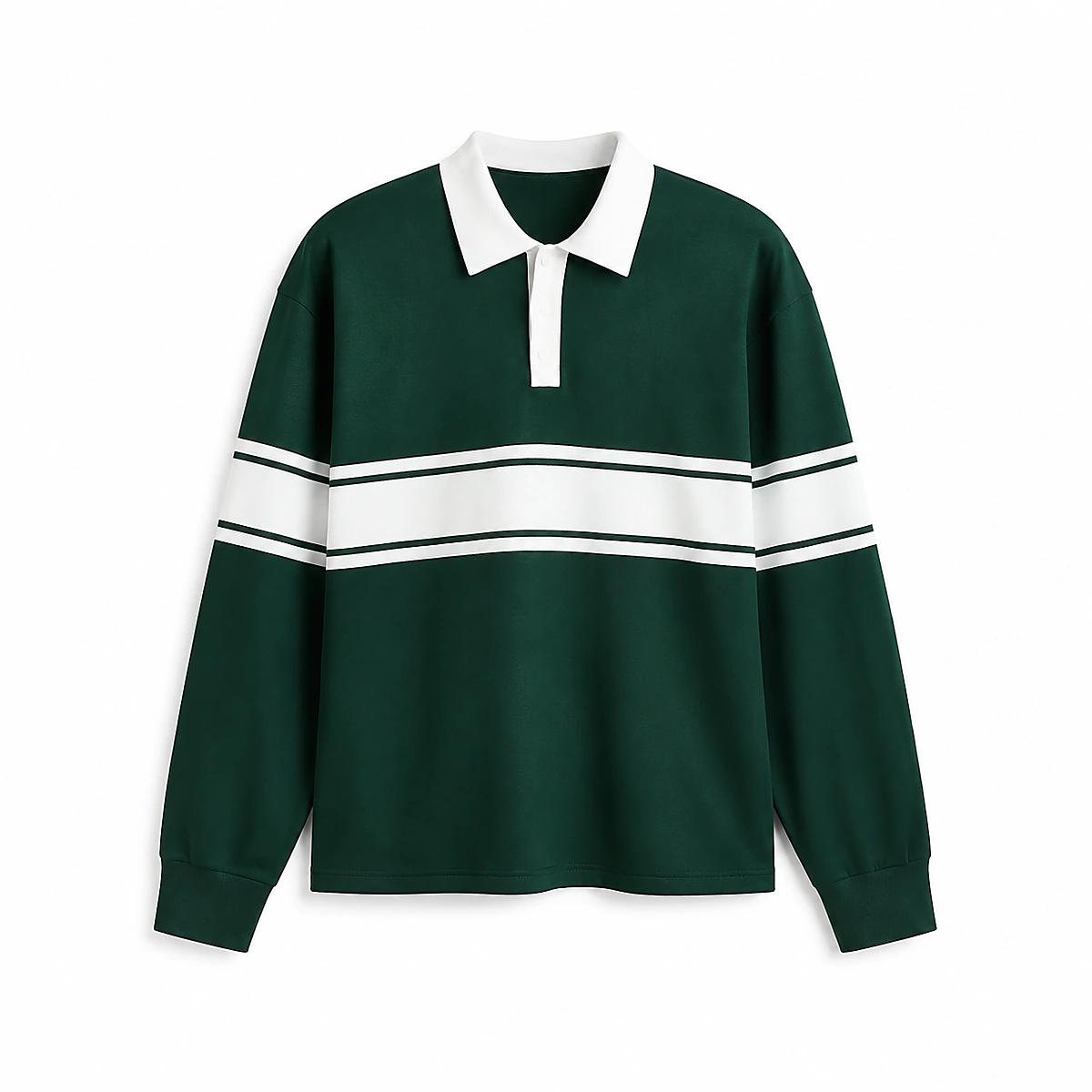 Striped Long-Sleeve Polo Sweater