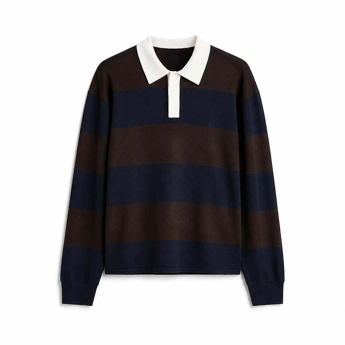 Wide-Stripe Polo Sweater