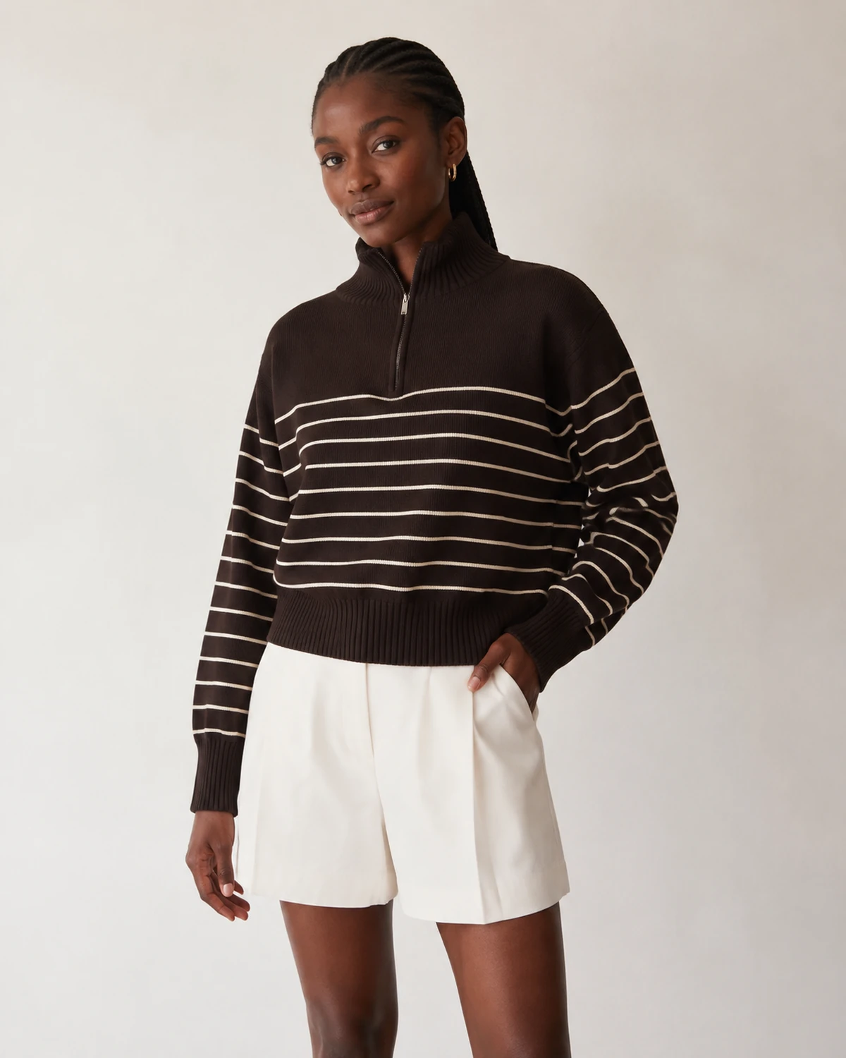 Striped Half-Zip Sweater