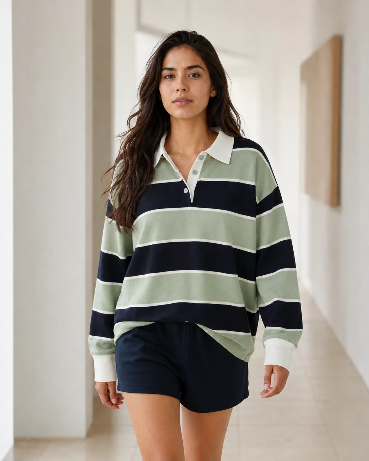 Oversized Stripe Polo Sweater