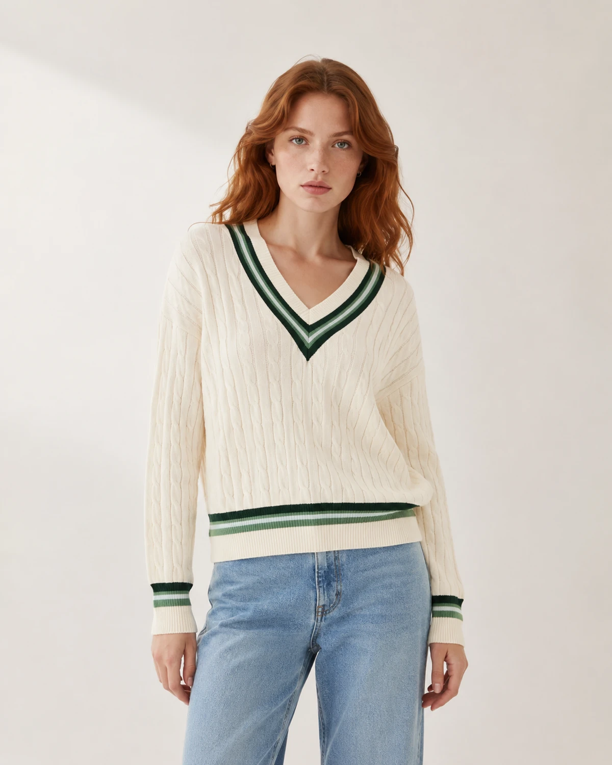 Contrast V-Neck Sweater