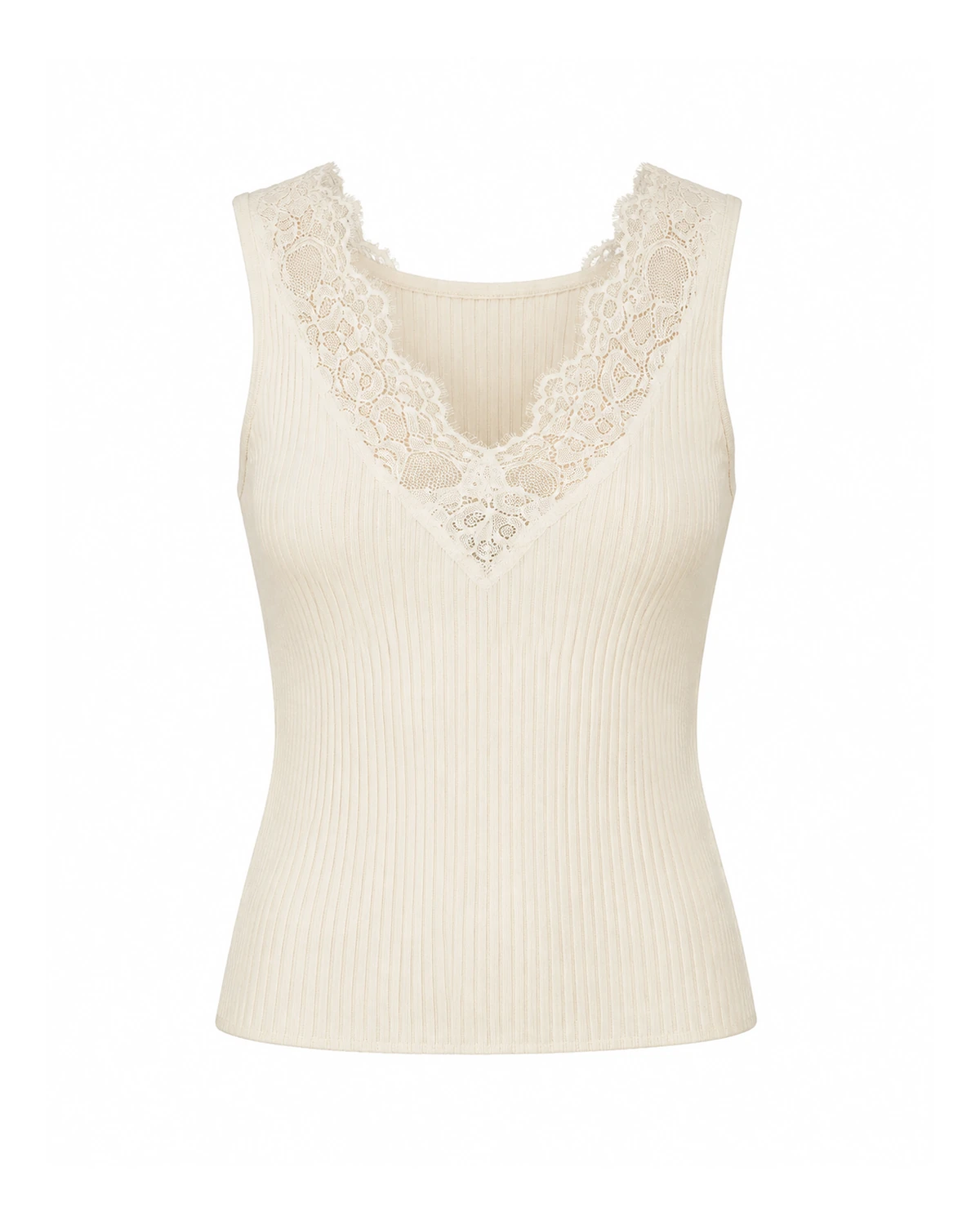 Lace-Trim Ribbed Top