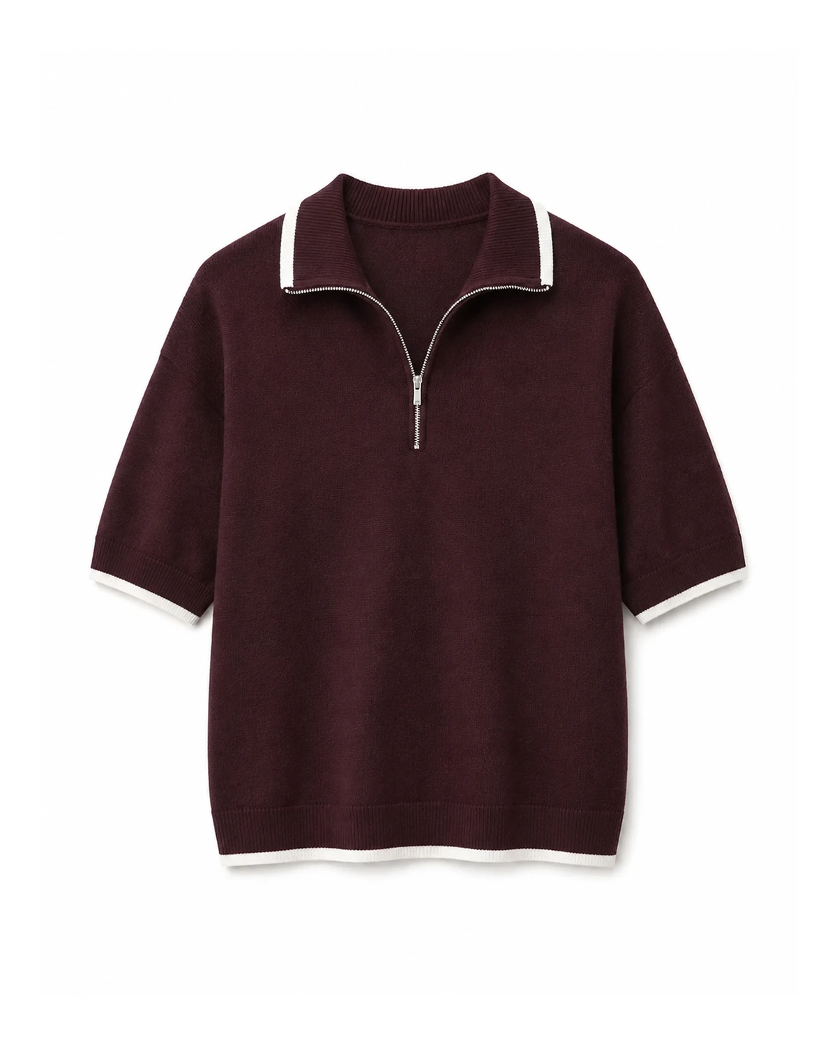 Short-Sleeve Polo Sweater