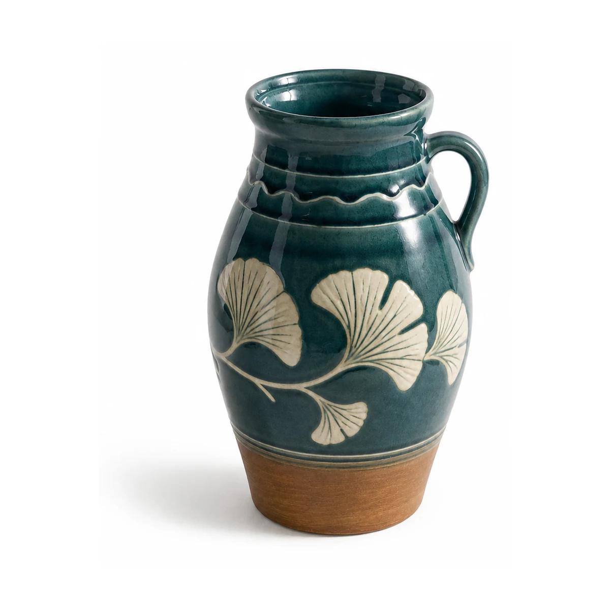 Vaso de cerâmica com ginkgo