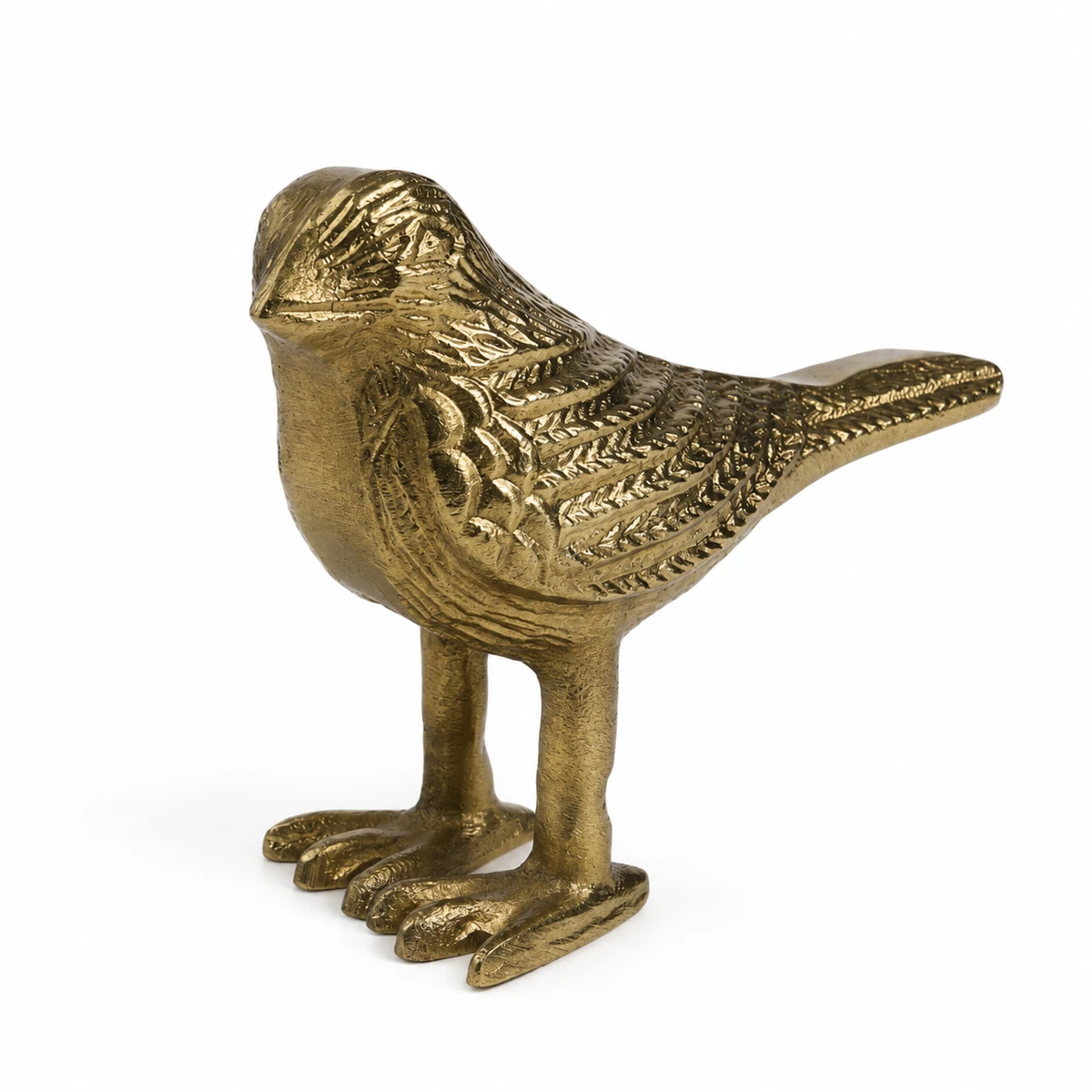 Escultura de pássaro em latão envelhecido