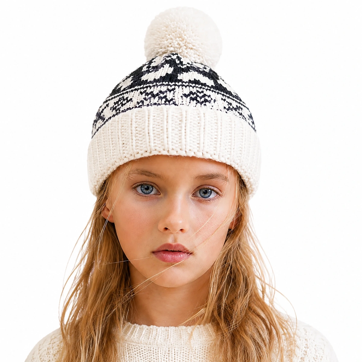 Nordisk strikhue med pompon