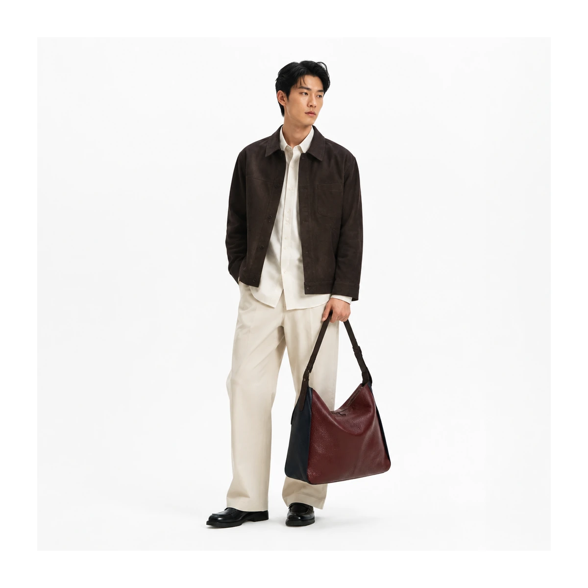 Bordeaux hobo-taske i læderlook