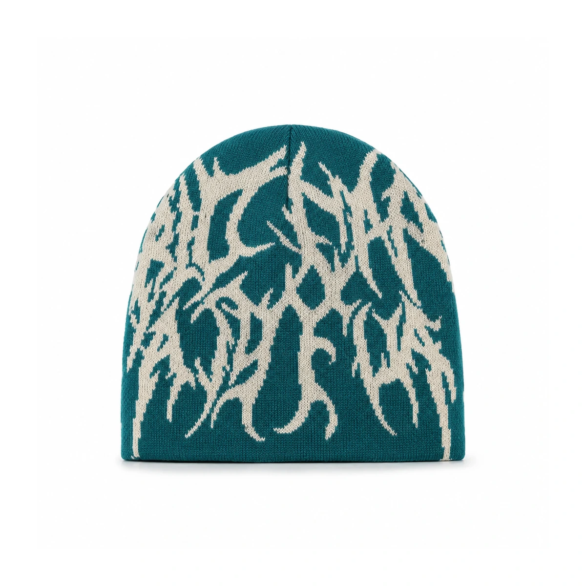 Gorro Abstracto Verde Azulado y Marfil