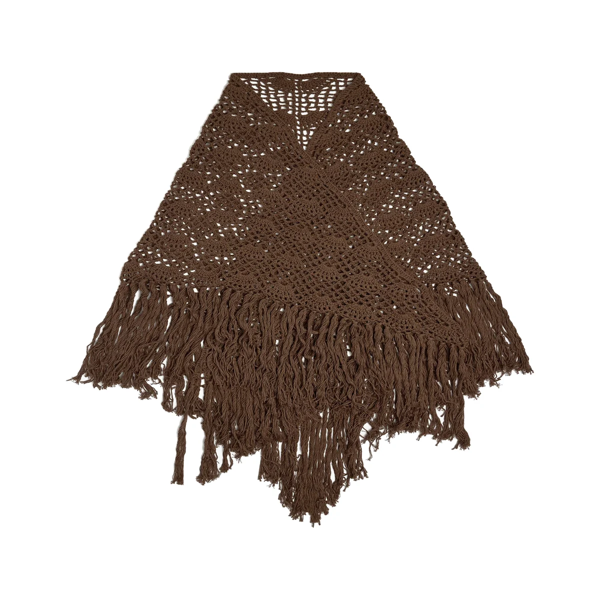 Hæklet poncho med frynser