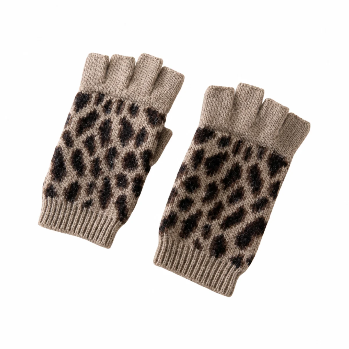 Leopardfarvede fingerløse handsker