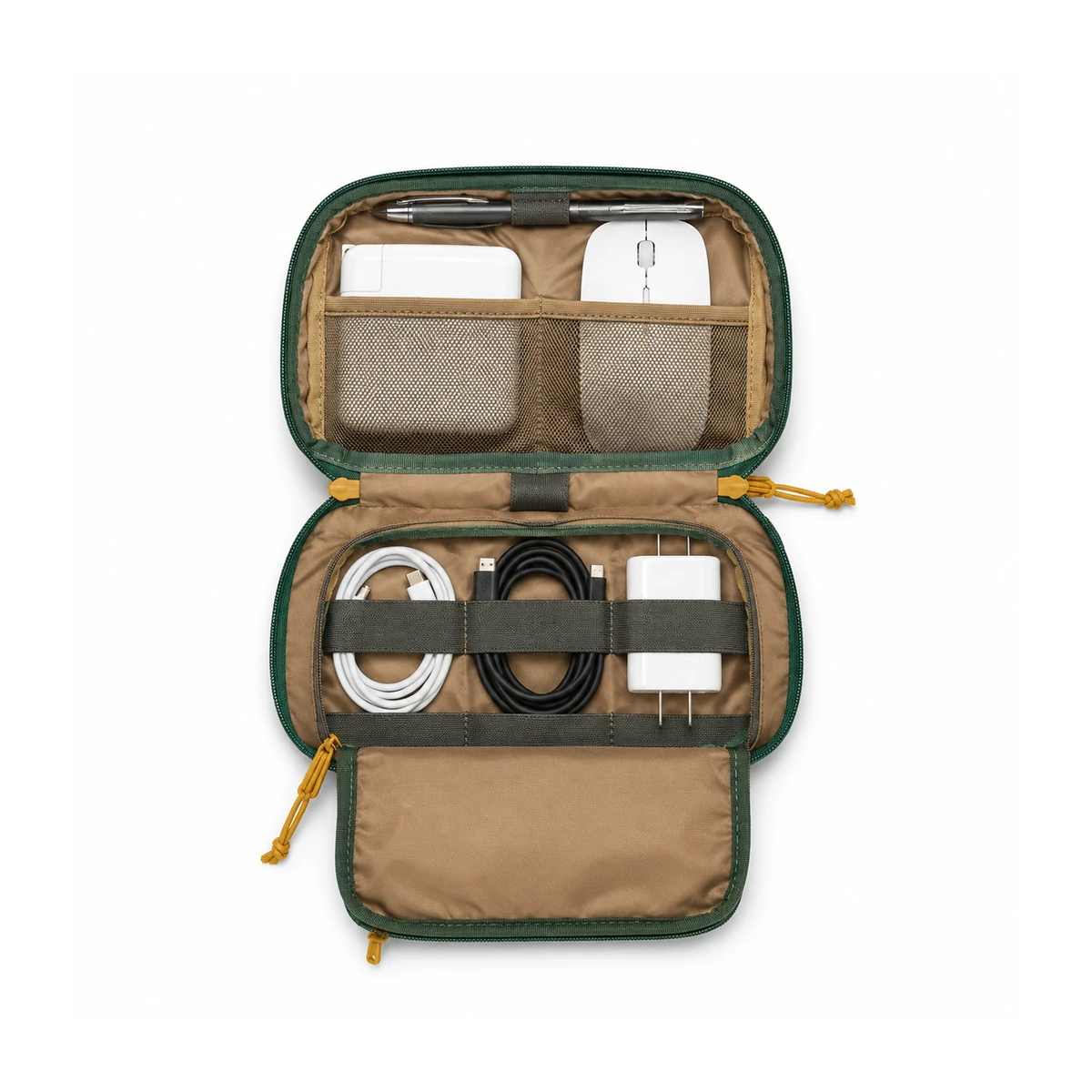 Estojo organizador de cabos verde-floresta