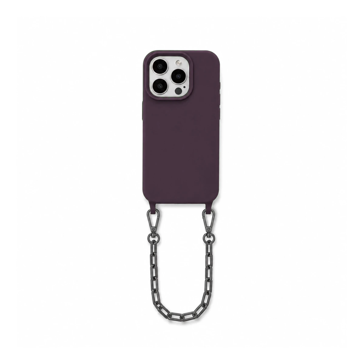 Etui na telefon z łańcuszkiem w kolorze mauve i gunmetal