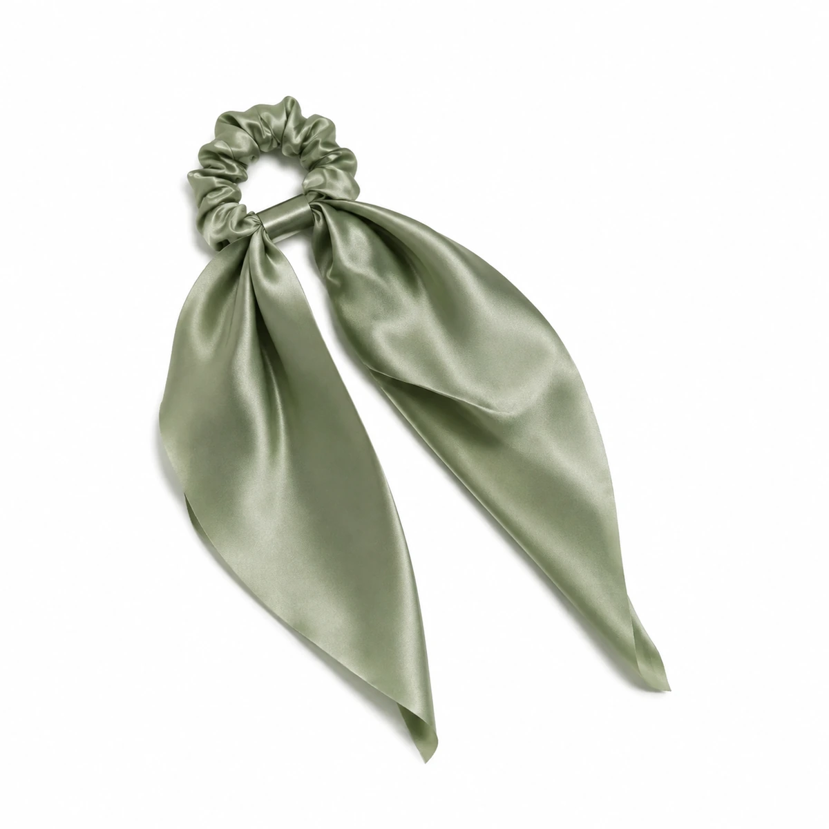 Salviegrøn scrunchie med tørklædedetalje