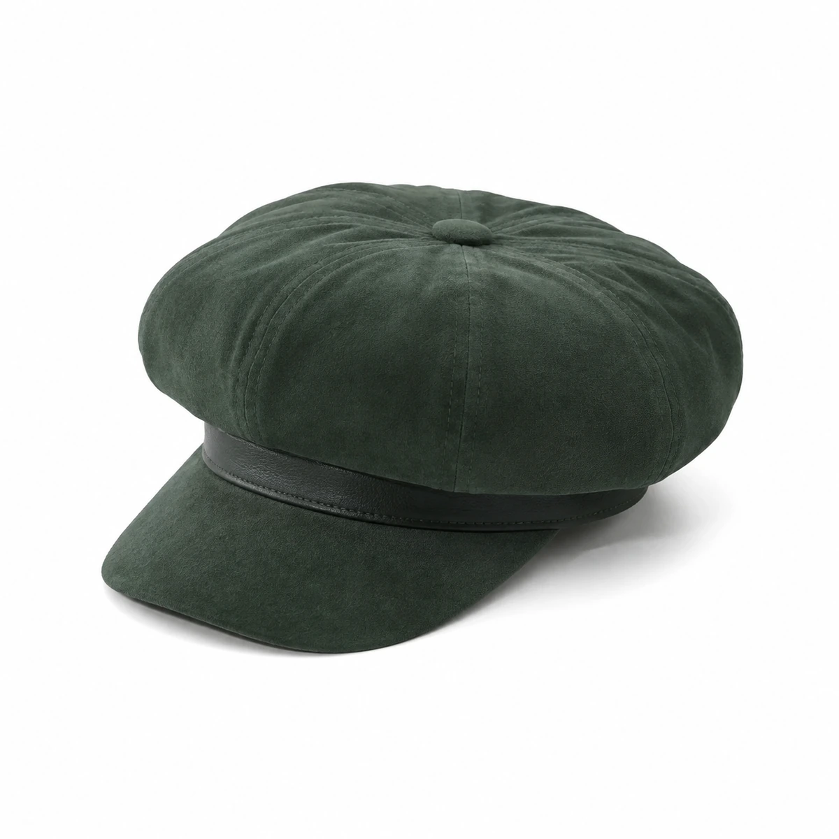Casquette gavroche vert forêt effet suède