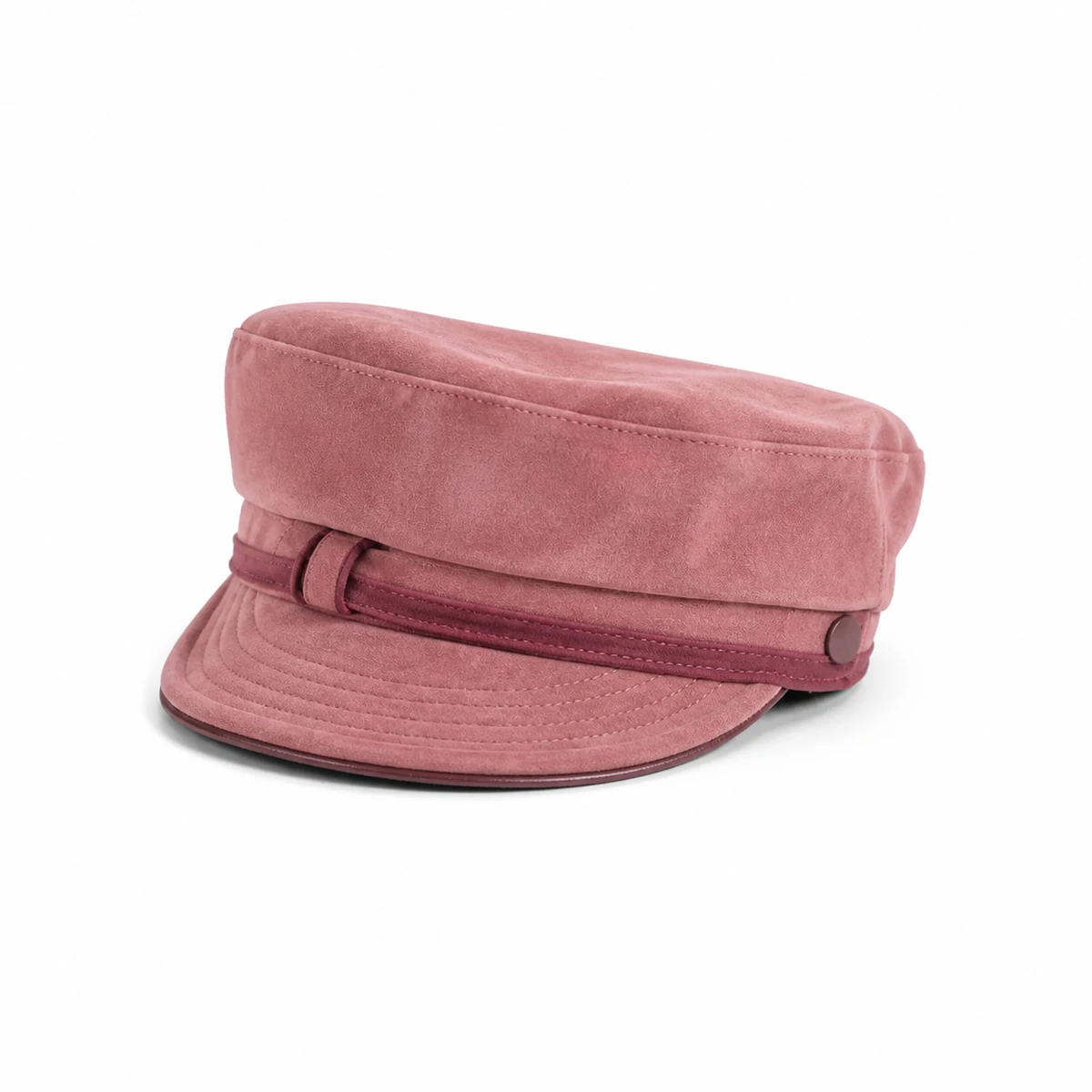 Casquette gavroche rose poudré effet suède